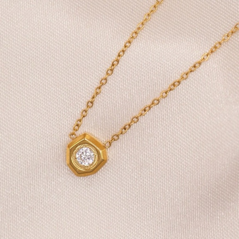 Diamond minimalist gold necklace dainty layering